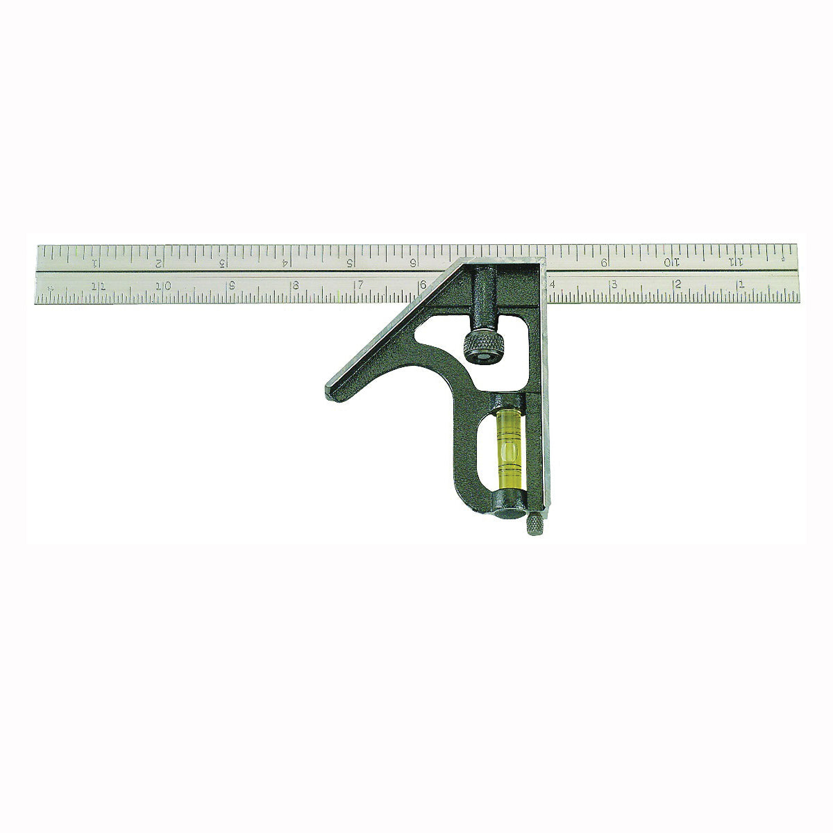 Johnson 400 Combination Square, 12 in L Blade, SAE Graduation, Stainless Steel Blade