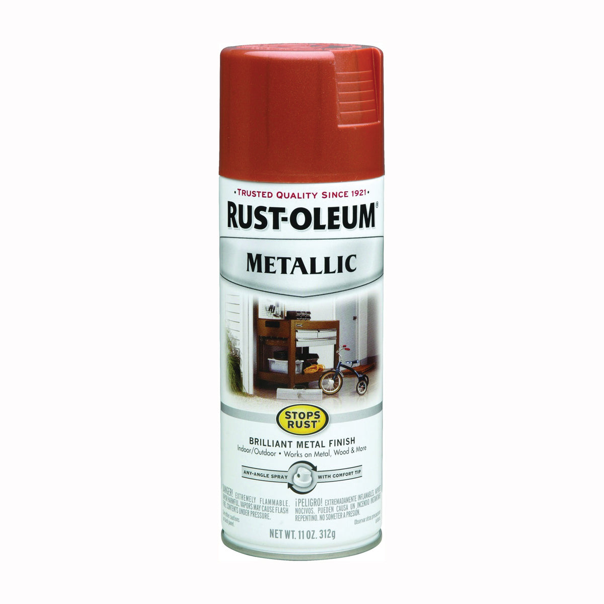 RUST-OLEUM STOPS RUST 7273830 Metallic Spray Paint, Metallic, Copper, 11 oz, Aerosol Can