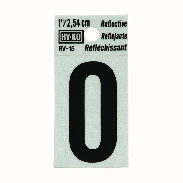 HY-KO RV-15/O Reflective Letter, Character: O, 1 in H Character, Black Character, Silver Background, Vinyl