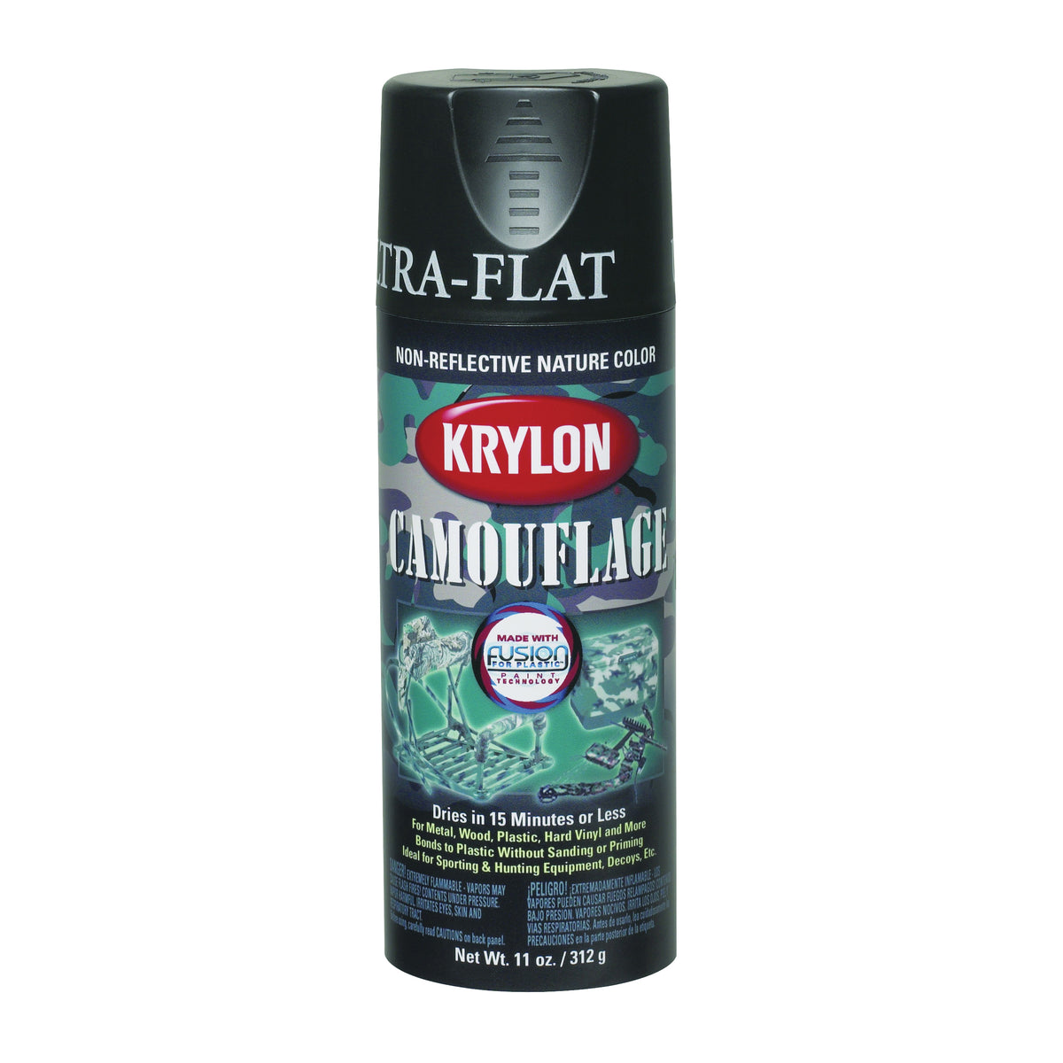 Krylon K04292007 Camouflage Spray Paint, Ultra Flat, Brown, 11 oz, Can