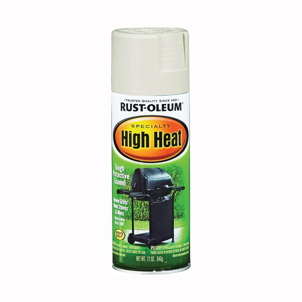 RUST-OLEUM 7750830 High Heat Spray Paint, Satin, Almond, 12 oz, Aerosol Can