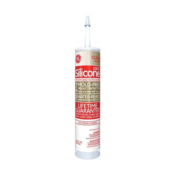 GE Silicone II GE5040 Silicone Caulk, Clear, 24 hr Curing, -60 to 400 deg F, 10.1 oz Tube