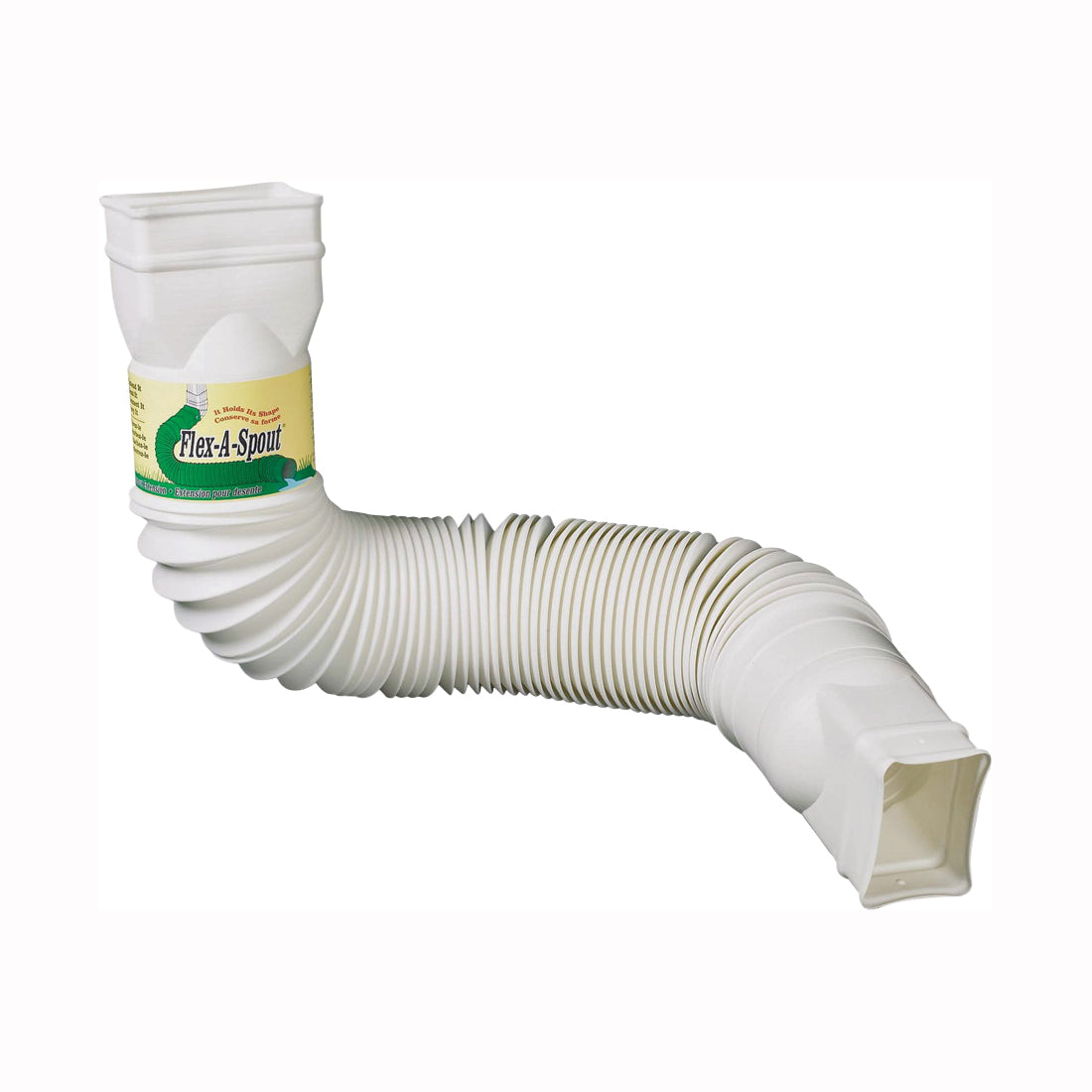 Amerimax Flex-A-Spout Series 85510 Downspout Extension, 22 to 55 in L Extended, Aluminum, White