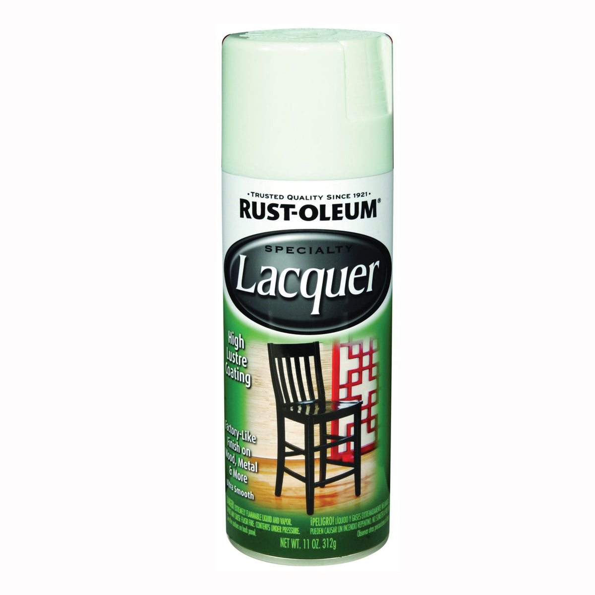 RUST-OLEUM SPECIALTY 1904830 Lacquer Spray Paint, Gloss, Liquid, White, 11 oz, Aerosol Can