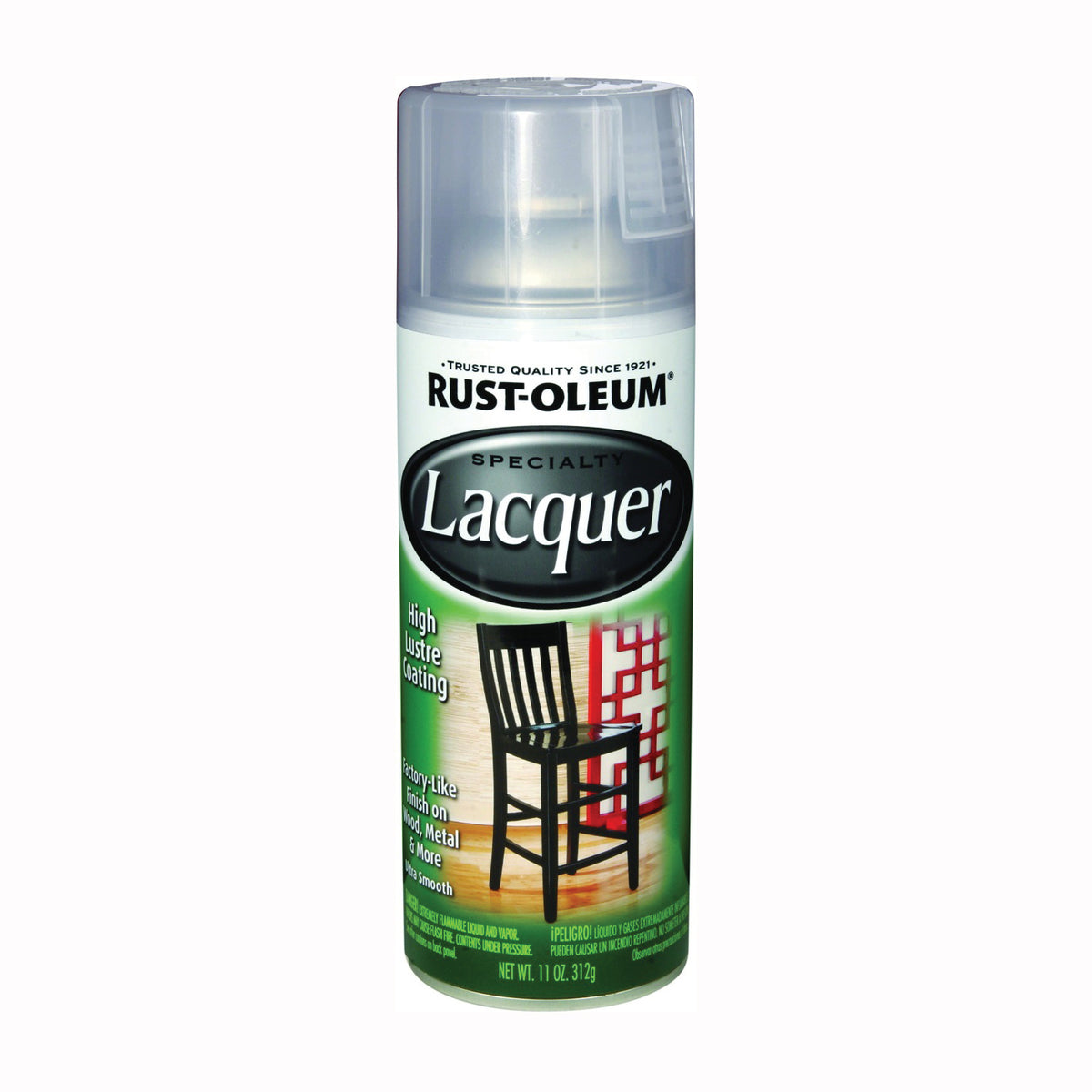 RUST-OLEUM SPECIALTY 1906830 Lacquer Spray Paint, Gloss, Liquid, Clear, 11 oz, Aerosol Can