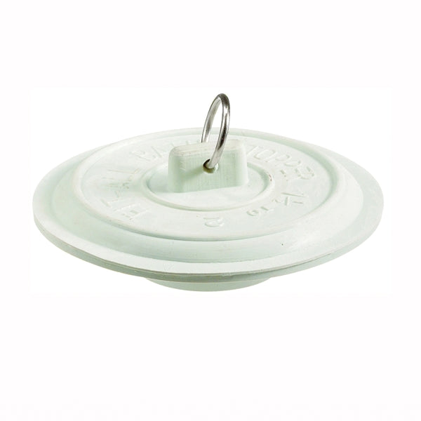 Plumb Pak PP22004 Tub Stopper with Ring, Rubber, White, For: Laundry and Bathtubs with 1-1/2 to 2 in Drain