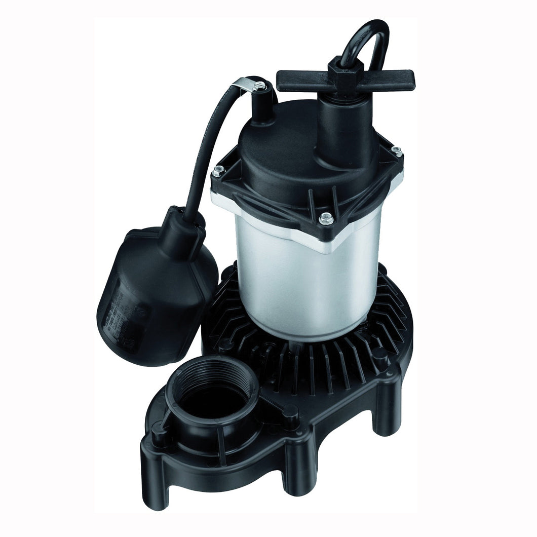 Flotec FPZS33T Sump Pump, 1-Phase, 4 A, 115 V, 0.33 hp, 1-1/2 in Outlet, 22 ft Max Head, 660 gph, Thermoplastic