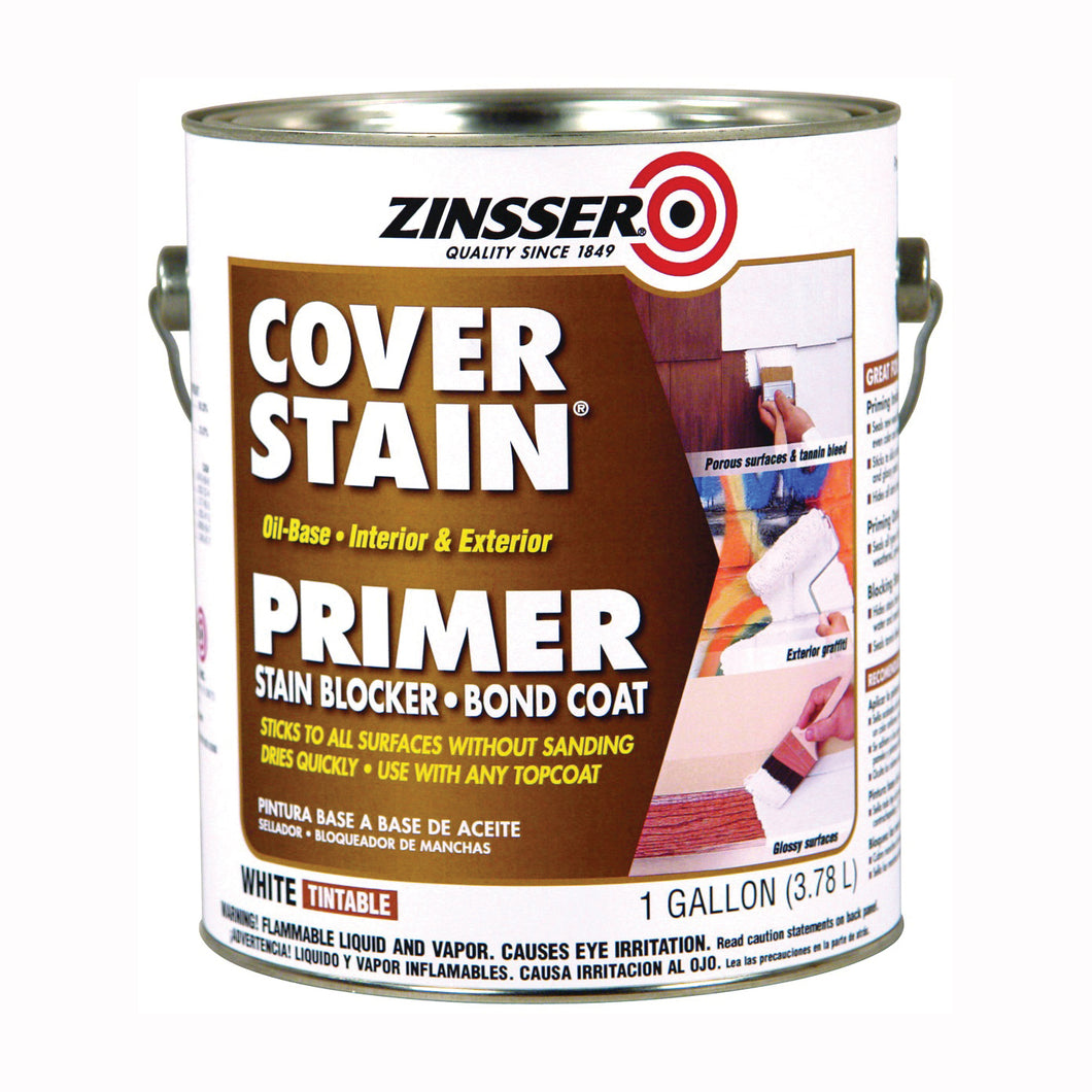 ZINSSER Cover-Stain 03501 Exterior Primer, Flat/Matte, White, 1 gal