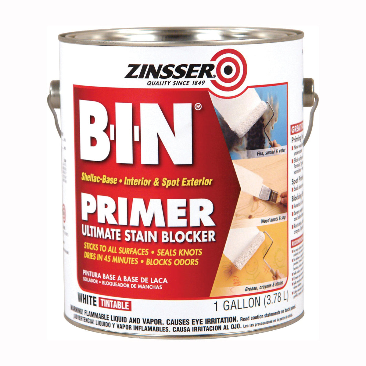 ZINSSER B-I-N 00901 Shellac-Base Primer, White, 1 gal