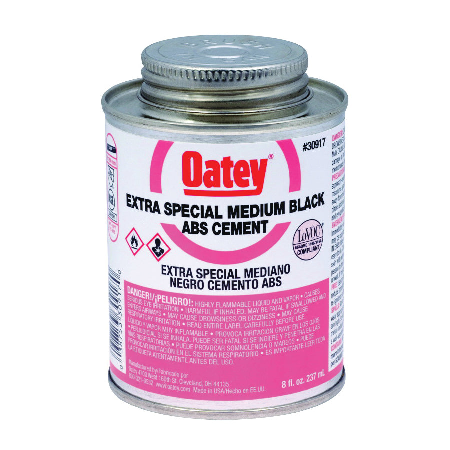 Oatey 30917 Solvent Cement, Opaque Liquid, Black, 8 oz Can