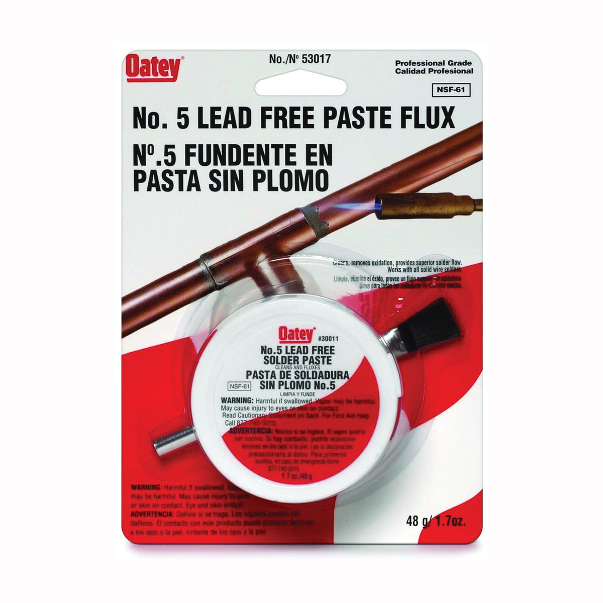 Oatey 53017 Soldering Flux, 1.7 oz Carton, Paste, Amber