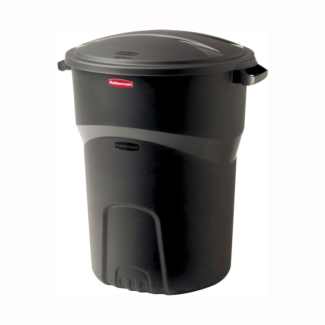 Rubbermaid 1793963 Refuse Container, 32 gal Capacity, Plastic, Black, Friction Lid Closure