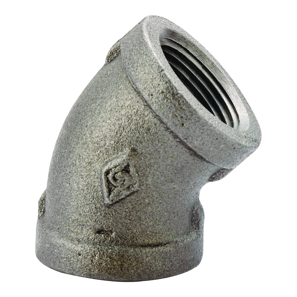 Prosource 4-1B Pipe Elbow, 1 in, FIP, 45 deg Angle, Malleable Iron, SCH 40 Schedule, 300 psi Pressure