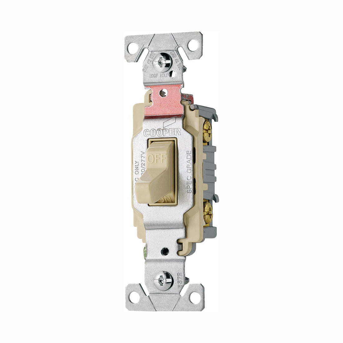 Eaton Wiring Devices CS120V Toggle Switch, 20 A, 120/277 V, Lead Wire Terminal, Nylon Housing Material, Ivory