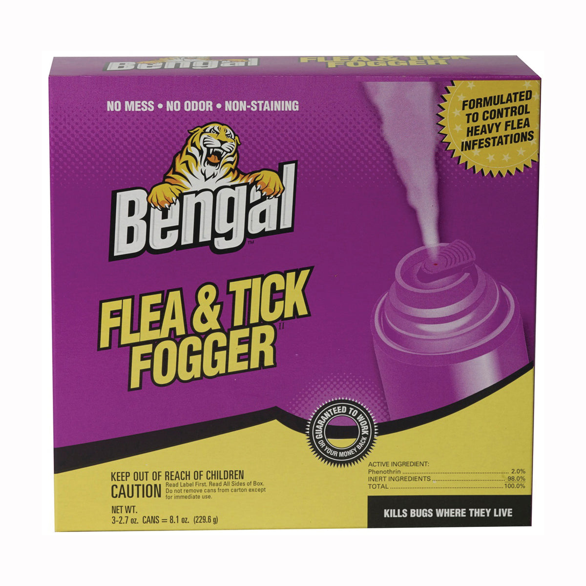 Bengal 55204 Flea and Tick Fogger, 18,000 cu-ft Coverage Area, Clear/Light Yellow