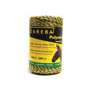 Zareba PW656Y6-Z Polywire, Stainless Steel Conductor, Yellow, 656 ft L