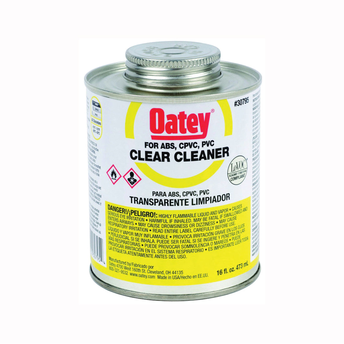 Oatey 30795 All-Purpose Pipe Cleaner, Liquid, Clear, 16 oz Can