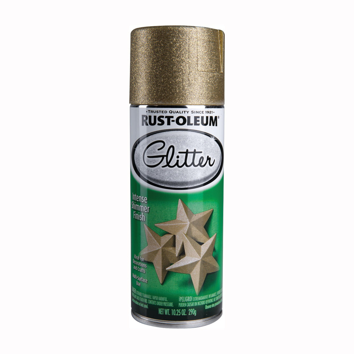 RUST-OLEUM 267689 Glitter Spray Paint, Shimmer, Gold, 10.25 oz, Aerosol Can