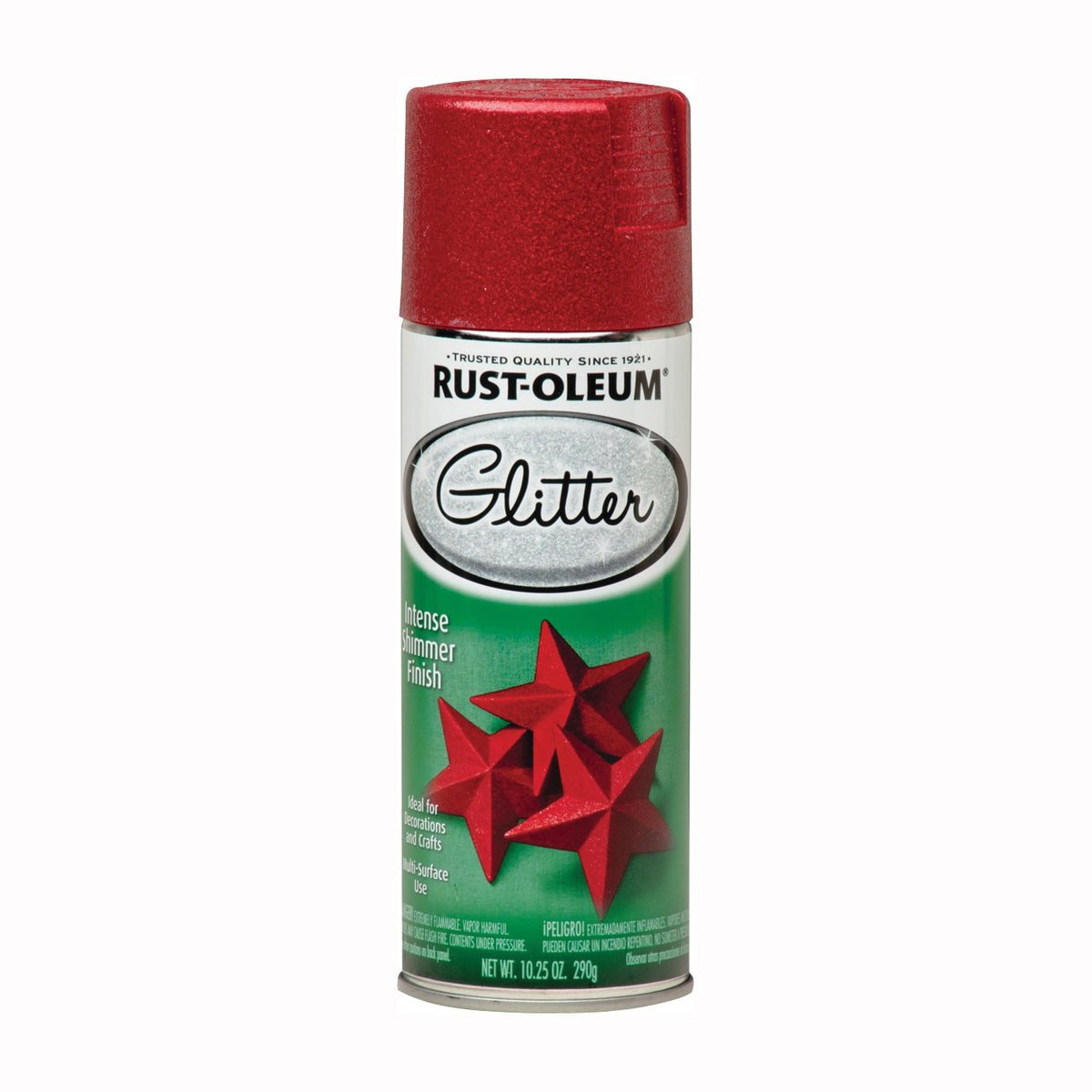RUST-OLEUM 268045 Glitter Spray Paint, Shimmer, Red, 10.25 oz, Aerosol Can
