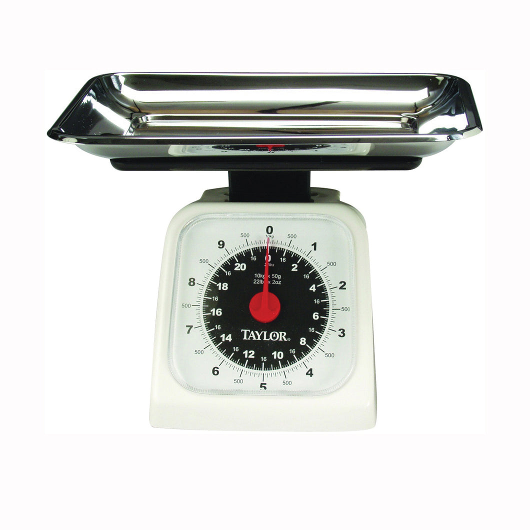 Taylor 3880 Kitchen Scale, 22 lb Capacity, Analog Display, Stainless Steel Platform, Styrene Housing Material