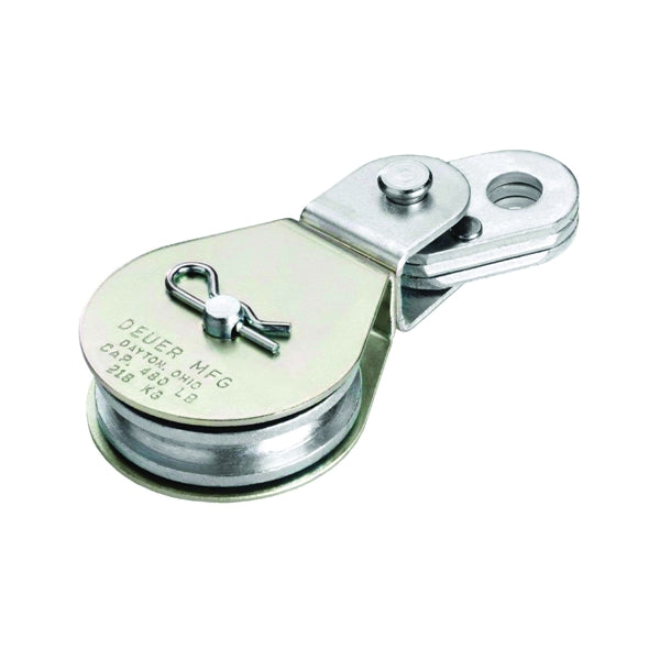 DEUER DB-15E Cable Block, 1/4 in Rope, 480 lb Working Load, 2 in Sheave, Zinc