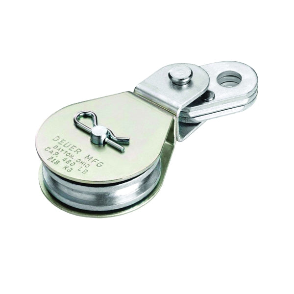 DEUER DB-35E Cable Block, 5/16 in Rope, 480 lb Working Load, 2 in Sheave, Zinc