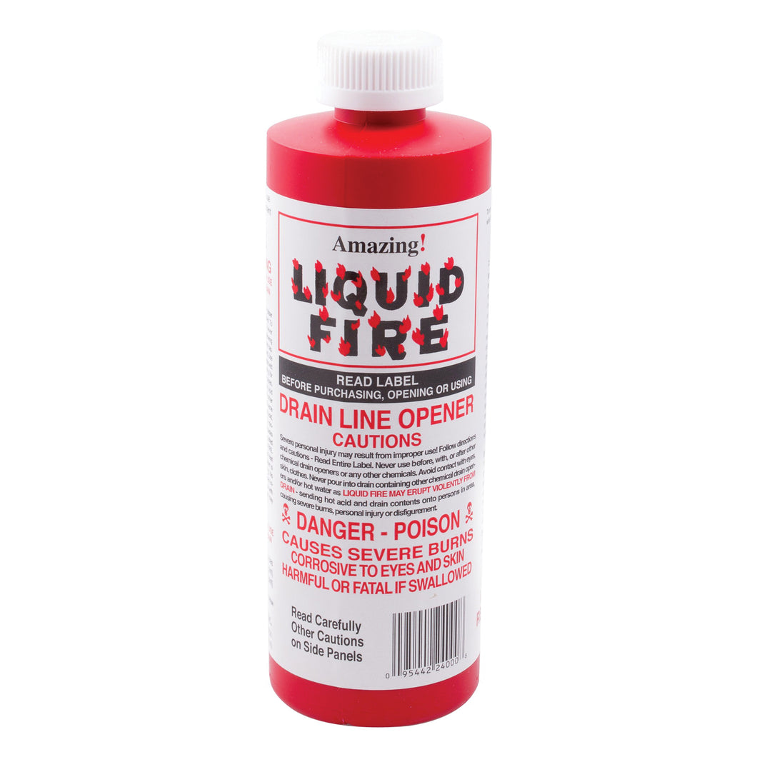 Liquid Fire LF-P-24 Drain Opener, Liquid, Dark Amber, Slight Pungent, 16 oz Bottle