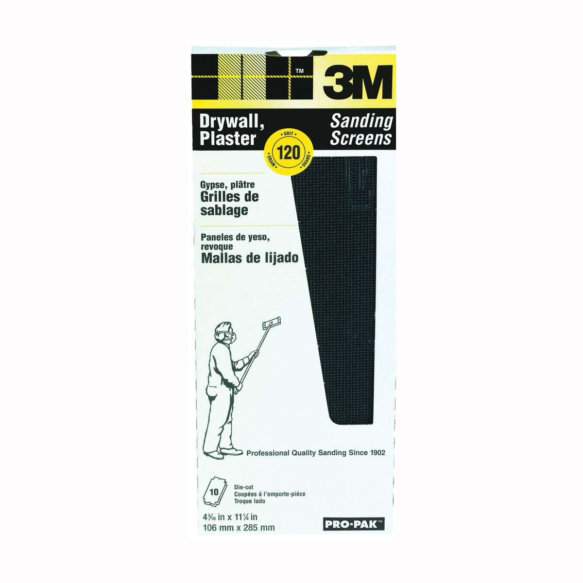 3M 99438 Sanding Screen, 11 in L, 4-3/16 in W, 120 Grit, Silicone Carbide Abrasive, Cloth Backing