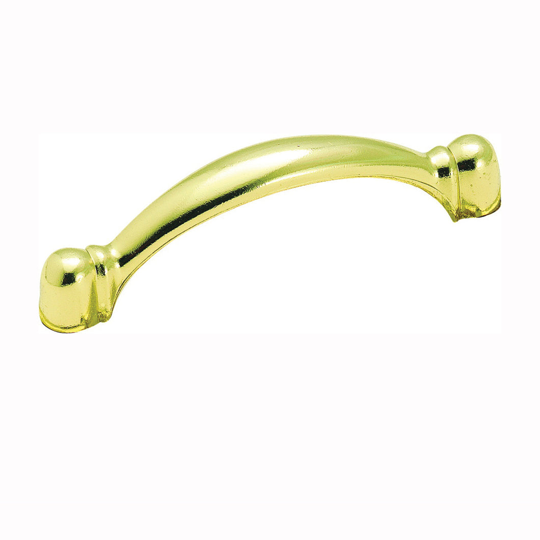 Amerock BP34413 Cabinet Pull, 3-3/8 in L Handle, 1-1/8 in H Handle, 15/16 in Projection, Zinc, Polished Brass