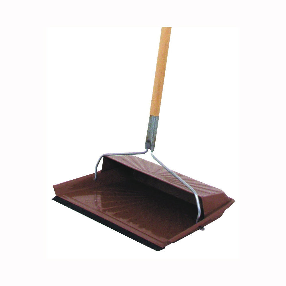 FULTON 20247 Hooded Dustpan, 11-3/4 in L, 7-7/8 in W, Rubber/Steel, Black, Baked Enamel