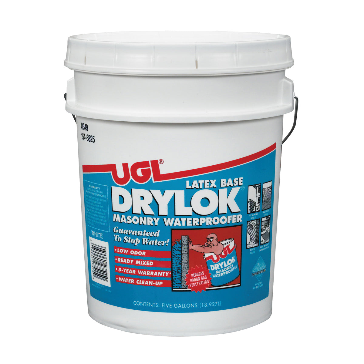 UGL DRYLOK 27515 Masonry Waterproofer, White, Liquid, 5 gal Pail