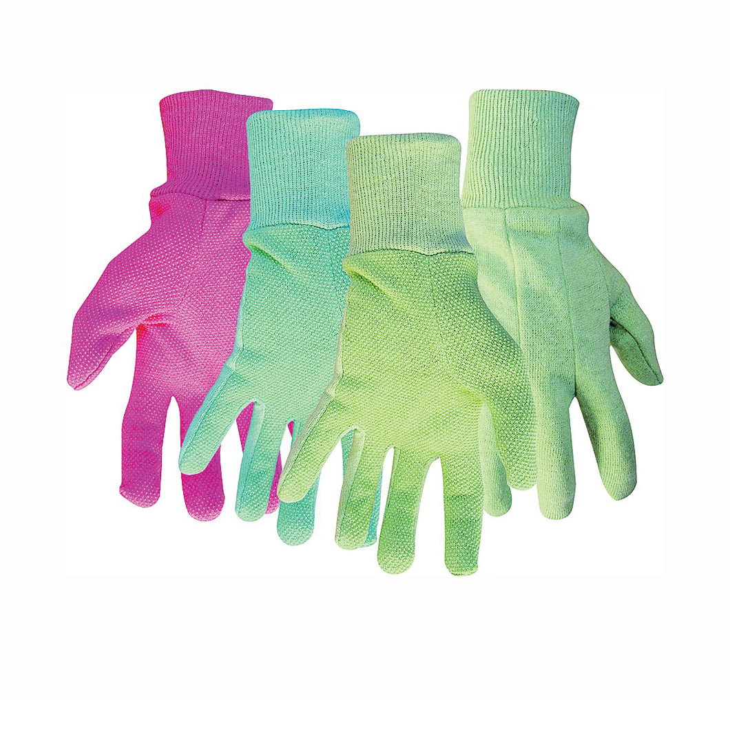BOSS 738 General-Purpose Protective Gloves, Women's, L, Knit Wrist Cuff, Cotton/Polyester, Blue/Green/Pink