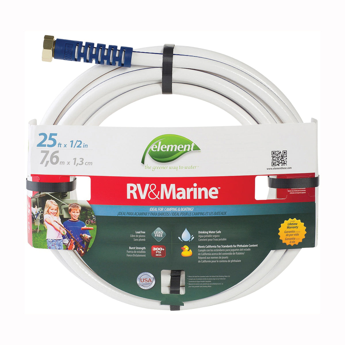 SWAN MRV12025 Water Hose, 1/2 in ID, 25 ft L, White