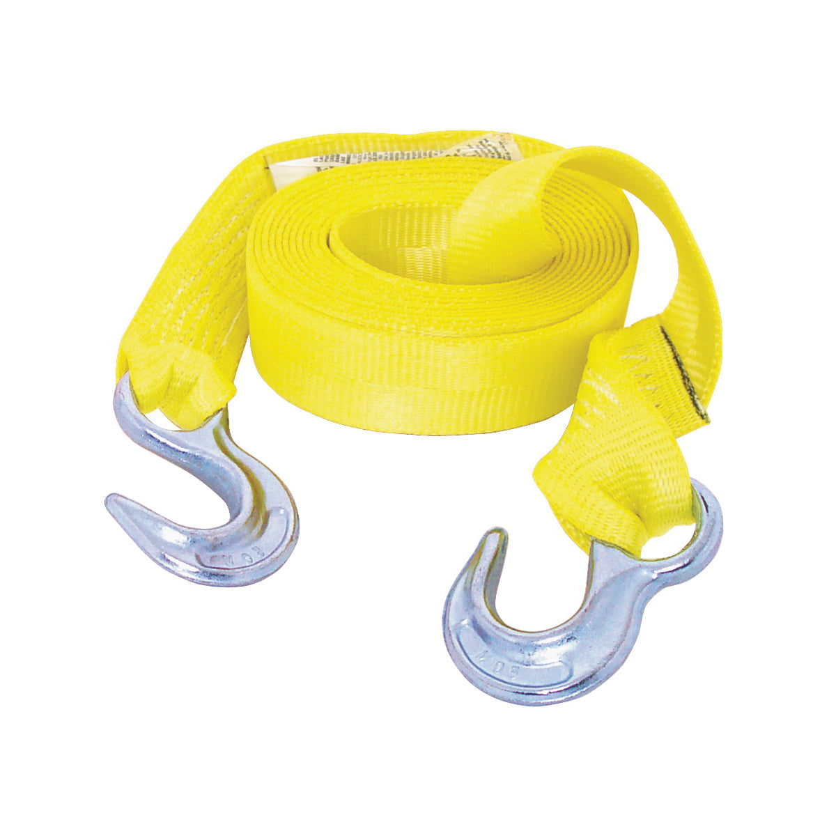 KEEPER 02815 Emergency Tow Strap, 12,000 lb, 2 in W, 15 ft L, Hook End, Polyester, Yellow