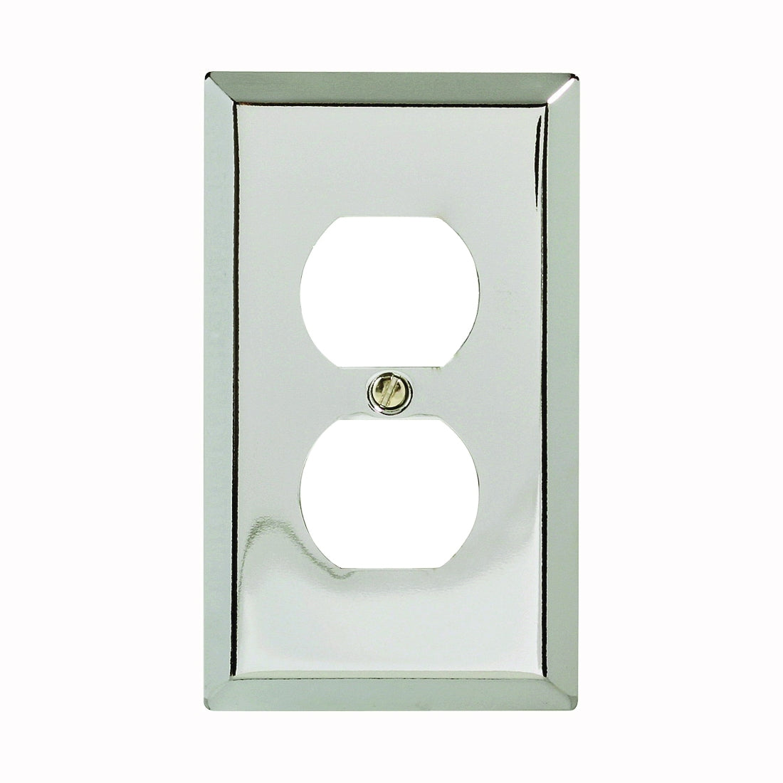 Amerelle 161D Receptacle Wallplate, 4-5/16 in L, 2-7/8 in W, 1 -Gang, Steel, Polished Chrome