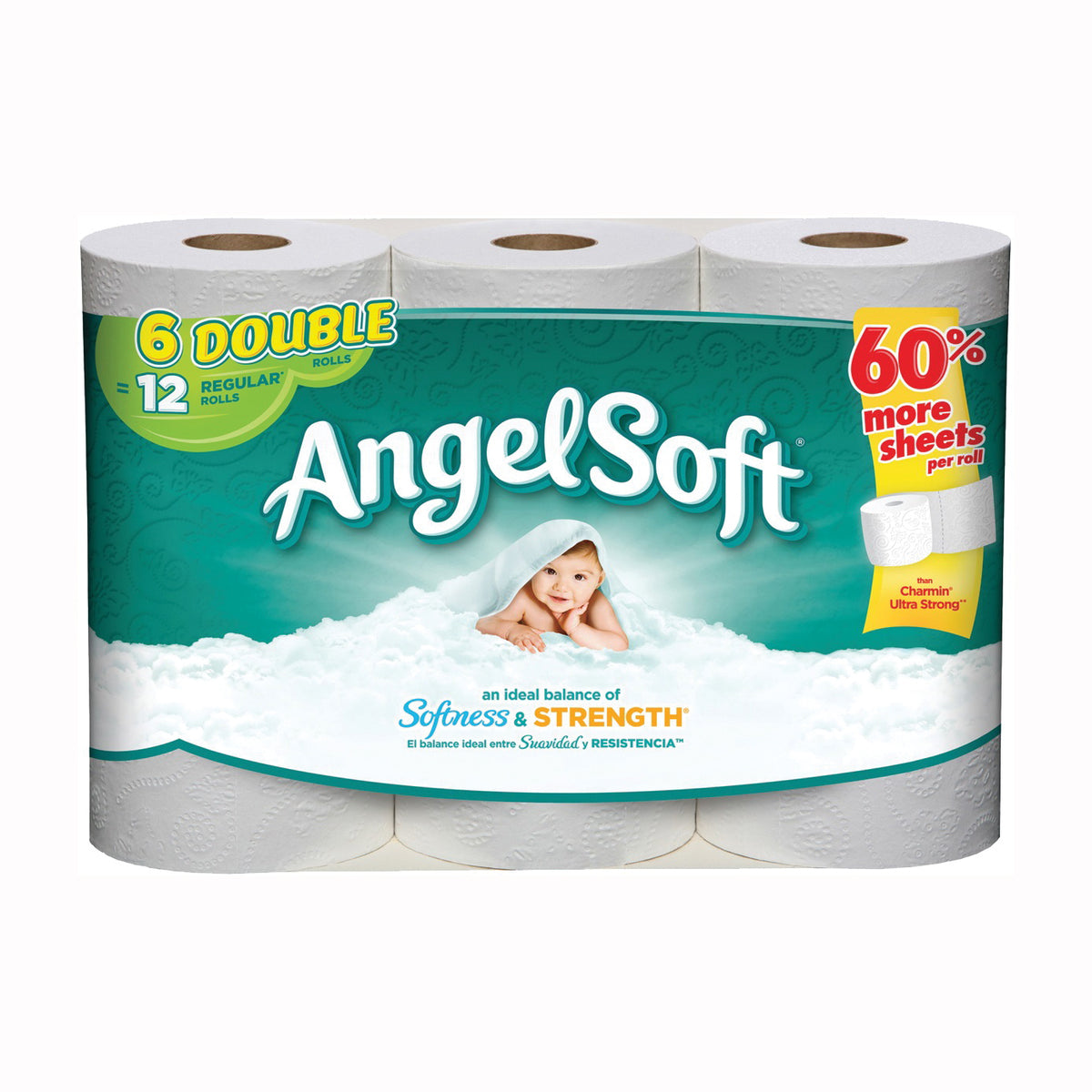 Angel Soft 77433 Bathroom Tissue, 4 ft x 4.27 in Sheet, 2-Ply, Paper