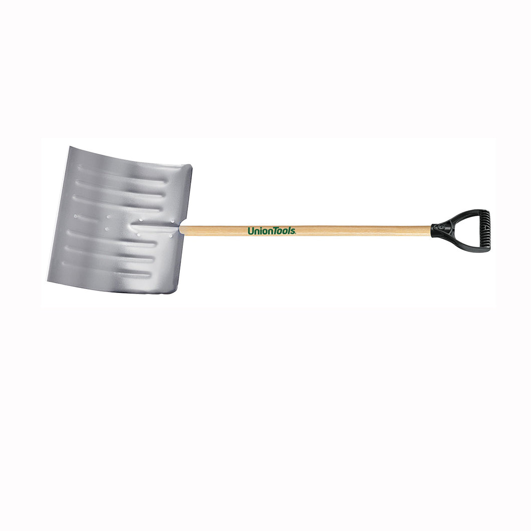 UnionTools 1640400 Snow Shovel, 18 in W Blade, 14-1/2 in L Blade, Aluminum Blade, Wood Handle, 51 in OAL