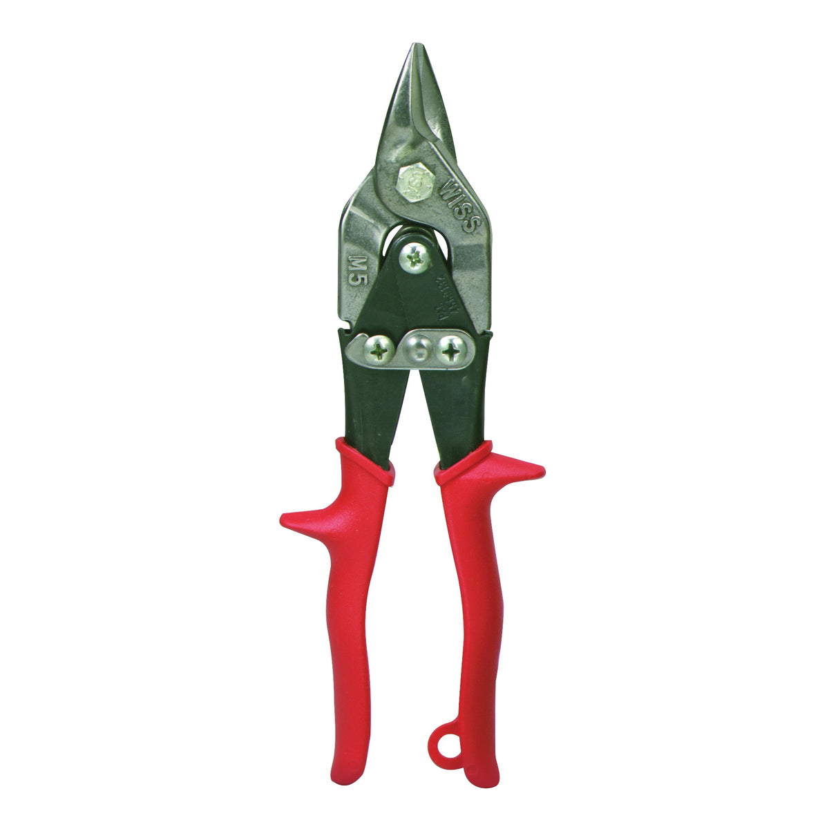 Crescent Wiss M5R Aviation Snip, 9-1/4 in OAL, Straight Cut, Molybdenum Steel Blade, Textured Handle, Red Handle