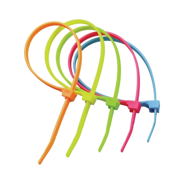 GB 46-308FST Cable Tie, Double-Lock Locking, 6/6 Nylon, Assorted