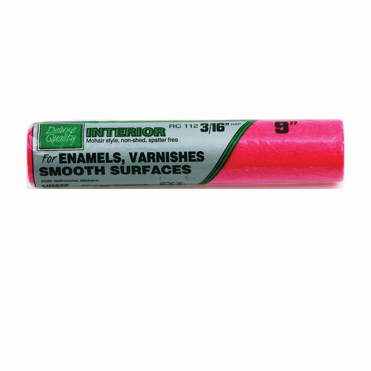 Linzer WC RC 112 Paint Roller Cover, 3/16 in Thick Nap, 9 in L, Synthetic Cover