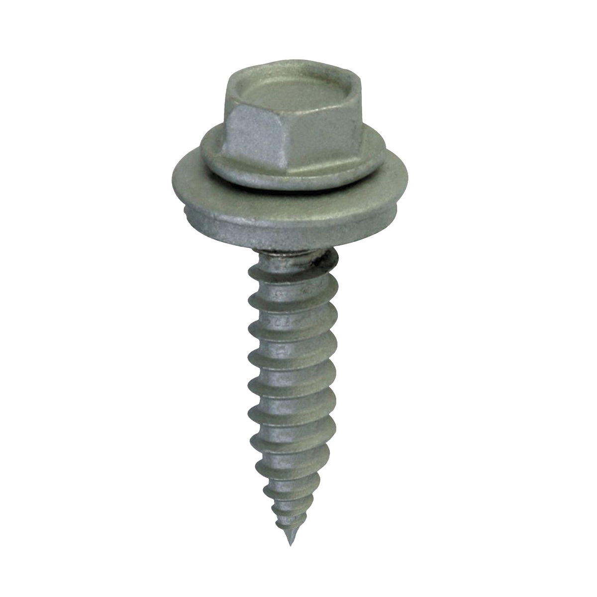 Teks 21404 Roofing Screw, #9 Thread, Coarse Thread, Hex Drive, Sharp Point, Steel, Zinc, 100 PK