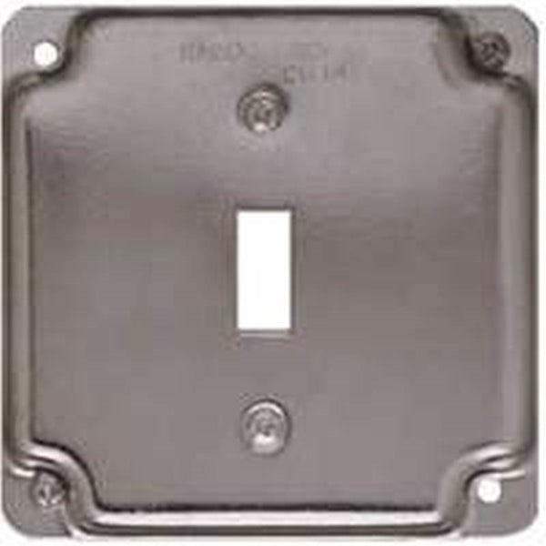 RACO 800C Exposed Work Cover, 4-3/16 in L, 4-3/16 in W, Square, Galvanized Steel, Gray