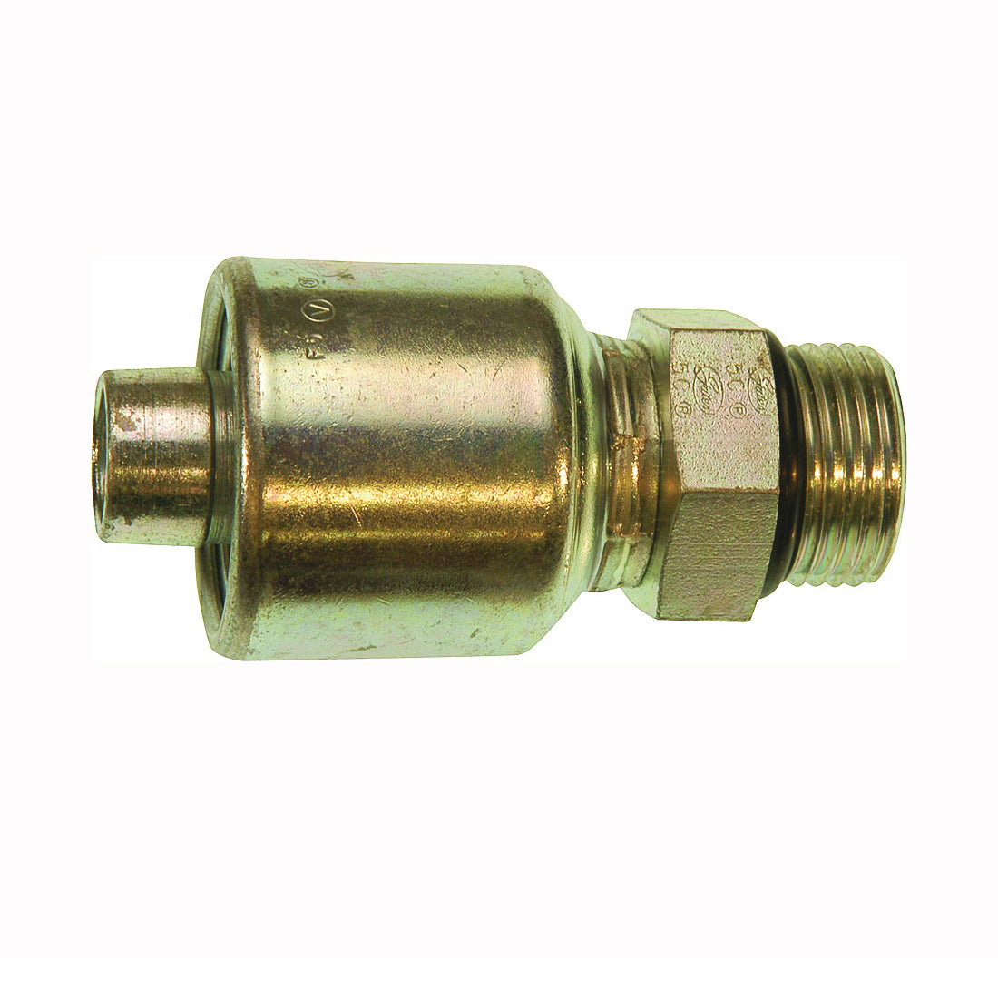 GATES MegaCrimp G25120-0810 Hose Coupling, 7/8-14, Crimp x ORB, Straight Angle, Steel, Zinc