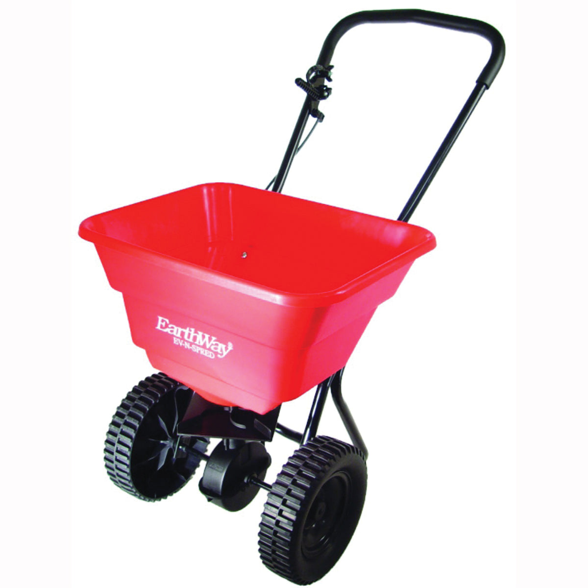 EarthWay 2050SU Broadcast Spreader, 1900 cu-in Coverage Area, 80 lb Capacity, Poly Hopper, Deep-Lug Wheel