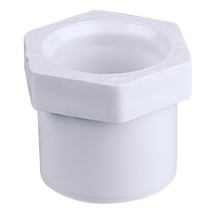 GENOVA 300 Series 30215 Reducing Bushing, 1 x 1/2 in, Spigot x Slip, White, SCH 40 Schedule