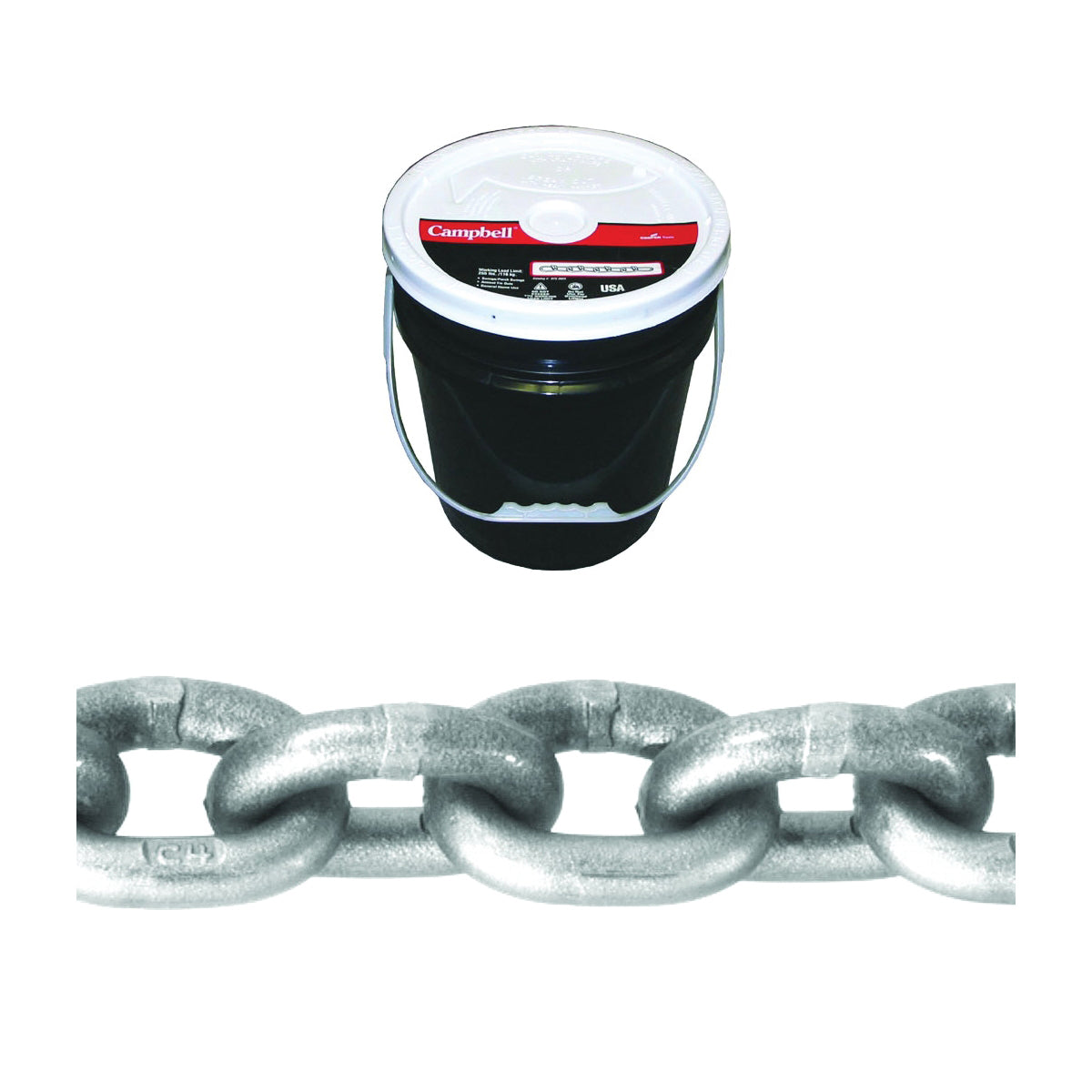 Campbell 0181523 High-Test Chain, 5/16 in, 100 ft L, 3900 lb Working Load, 43 Grade, Carbon Steel, Zinc