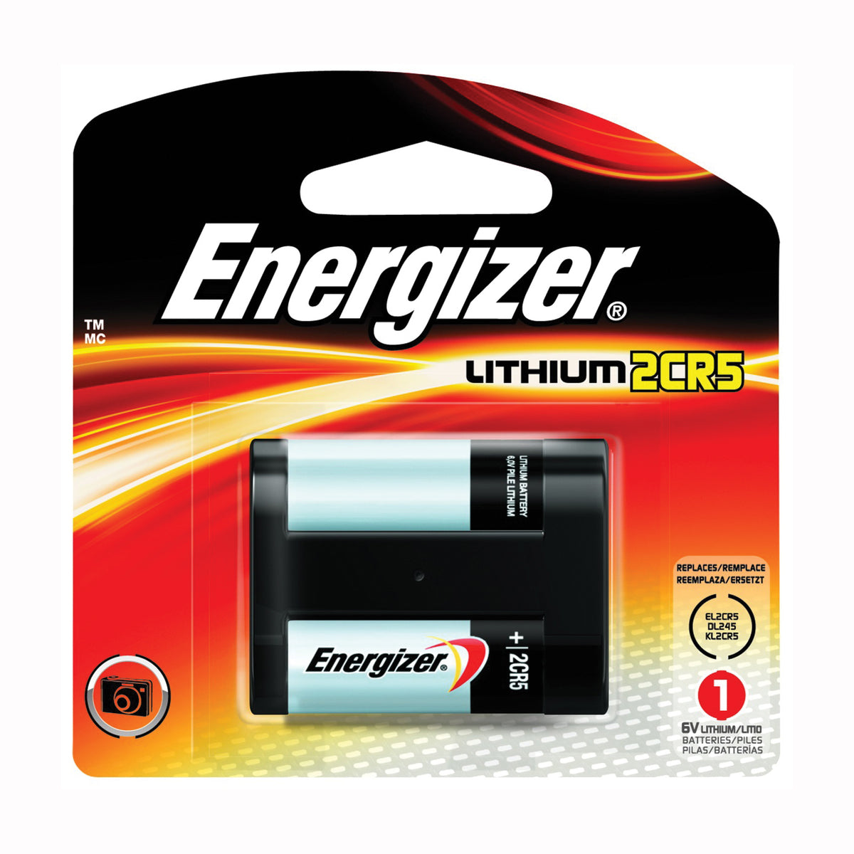 Energizer EL2CR5 EL2CR5BP Battery, 6 V Battery, 1500 mAh, Lithium, Manganese Dioxide