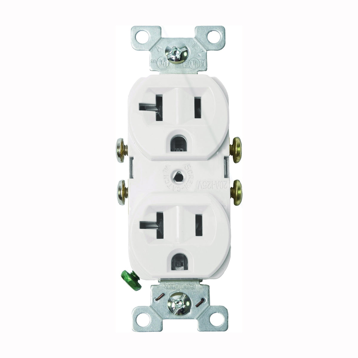 Eaton Wiring Devices 877W-BOX Duplex Receptacle, 2 -Pole, 20 A, 125 V, Side Wiring, White