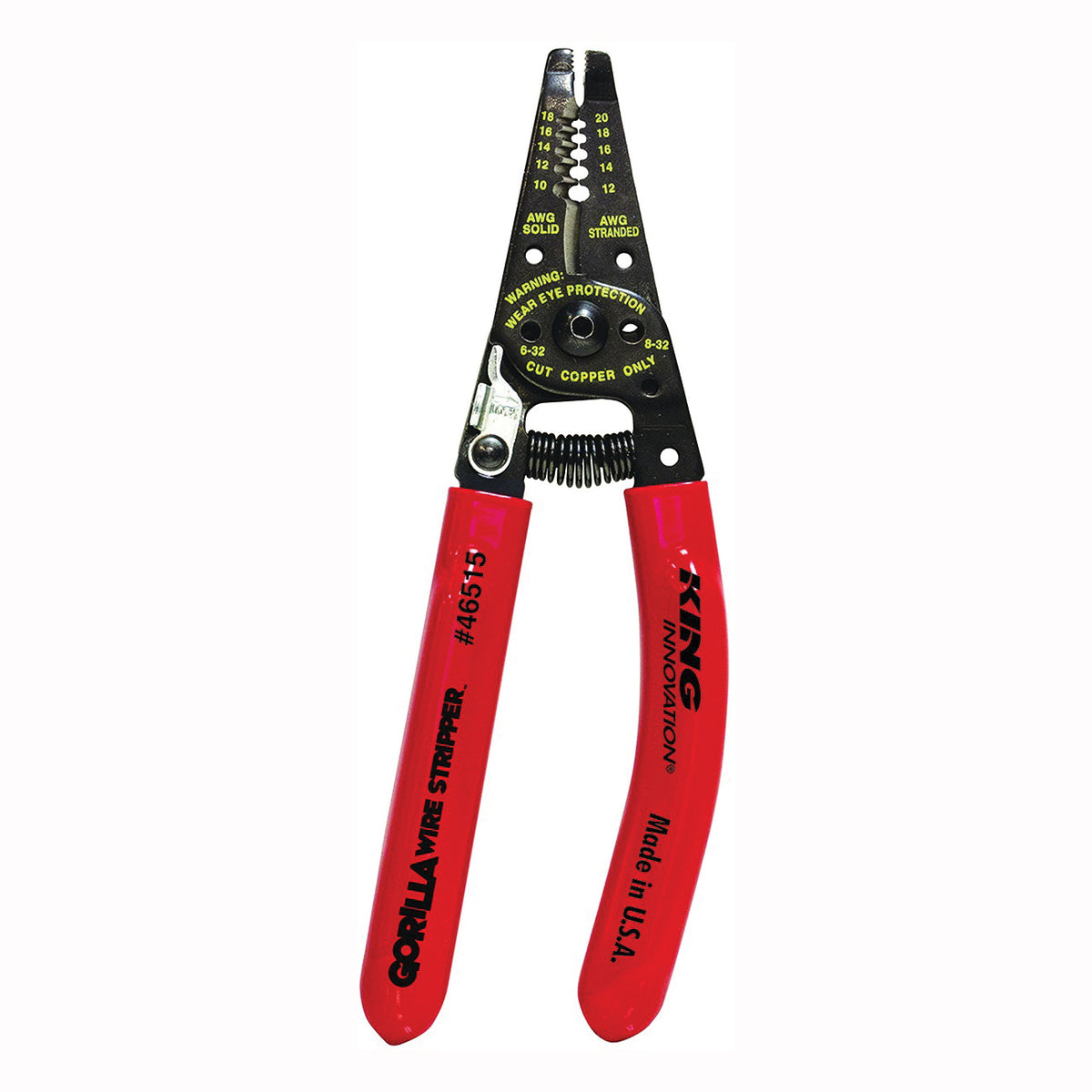 KING INNOVATION 46515 Wire Stripper, 10 to 20 AWG Stripping, 6 in OAL, Ergonomic Handle