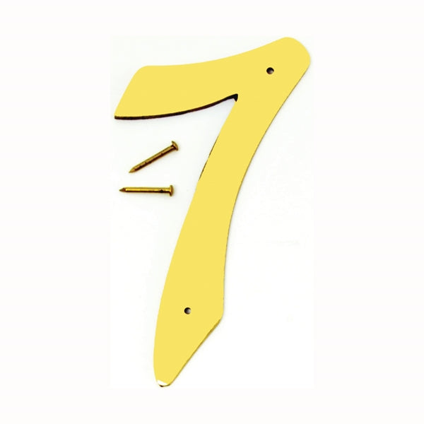 HY-KO BR-40/7 House Number, Character: 7, 4 in H Character, 2-1/2 in W Character, Brass Character, Brass